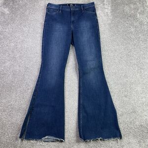 Hollister Jeans Women’s 29X29.5 Blue Flare High Rise Dark Wash Denim Raw Hem